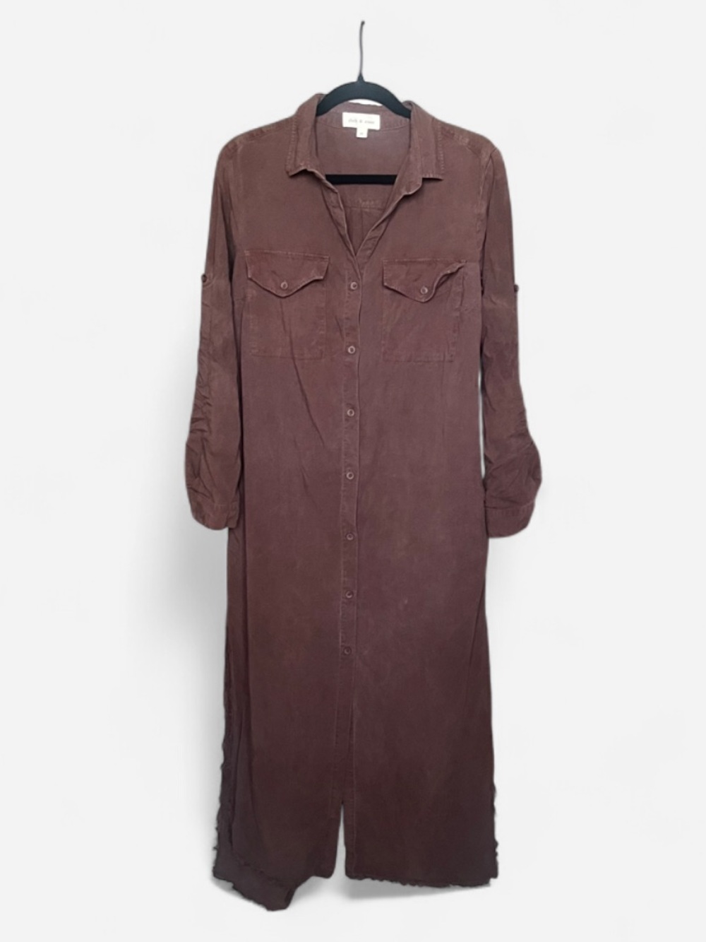 cloth & stone Brown Button-Front Maxi Shirt Dress - Picture 2 of 6